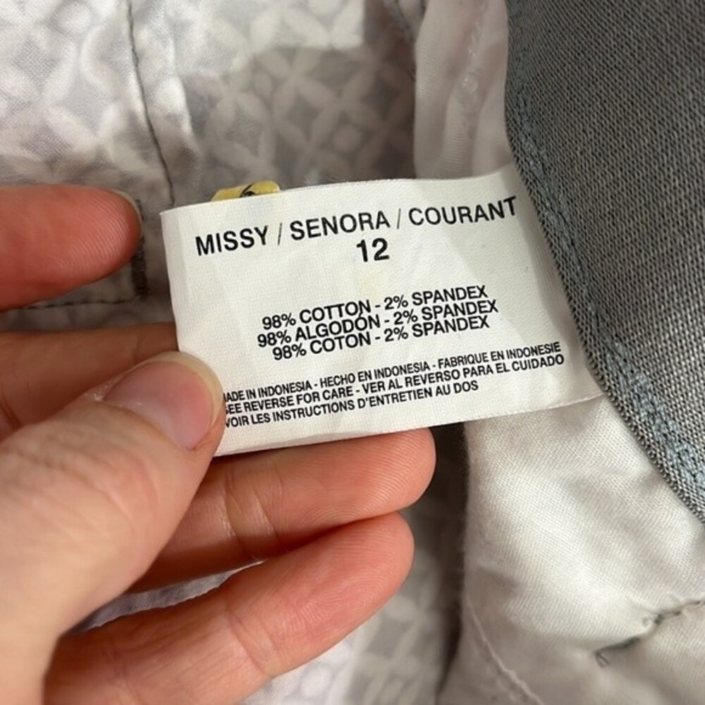 Gloria Vanderbilt Diamond Print Capri Golf Pants Gray White Size 12 - Picture 6 of 7
